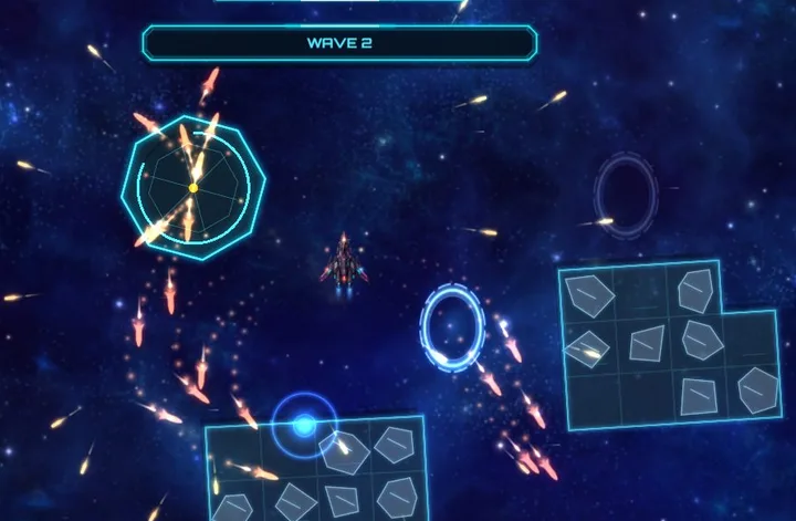 Gun platforms full of turrets filling the sky with fire